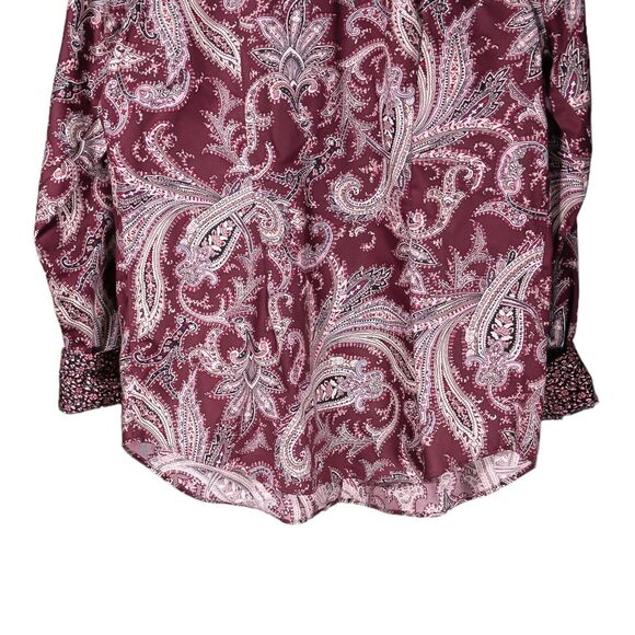 Chaps Ralph Lauren Women's Shirt Button Up Paisley Floral No Iron Blouse Top S - Picture 5 of 8